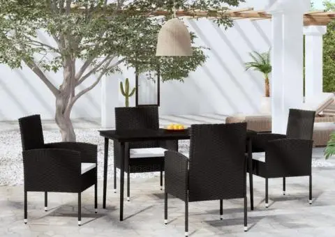 Set de servit masa pentru grădină, 5 piese, negru - 1/5