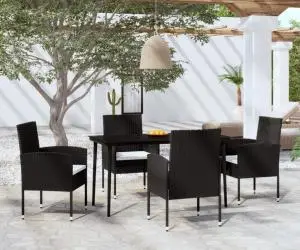 vidaXL Set de servit masa pentru grădină, 5 piese, negru