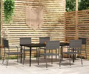 vidaXL Set mobilier pentru grădină, 7 piese, gri