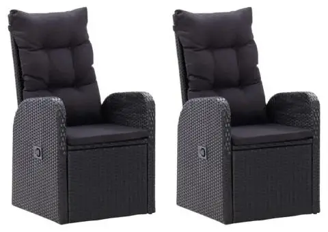 Set mobilier de grădină cu perne, 9 piese, negru - 3/5