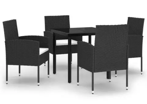 Set de servit masa pentru grădină, 5 piese, negru - 2/5