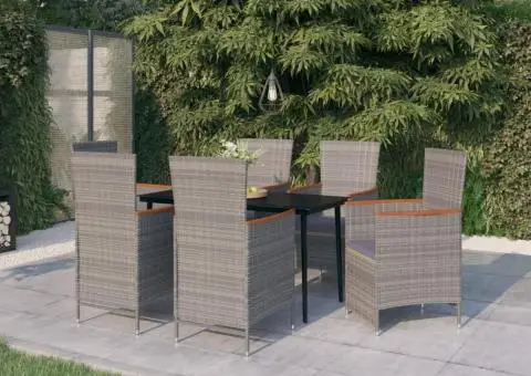 Set de mobilier pentru grădină, cu perne, 7 piese, gri - 1/5