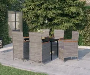 vidaXL Set de mobilier pentru grădină, cu perne, 7 piese, gri