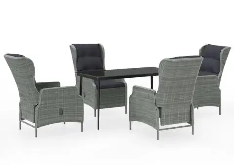 Set de mobilier pentru grădină, 5 piese, gri deschis - 2/5