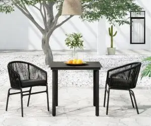 vidaXL Set de mobilier pentru grădină, 3 piese, negru