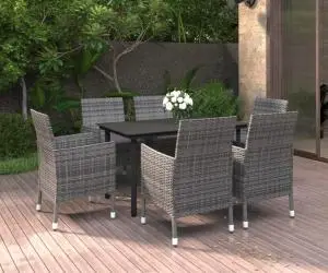 vidaXL Set mobilier de grădină cu perne, 7 piese, poliratan și sticlă