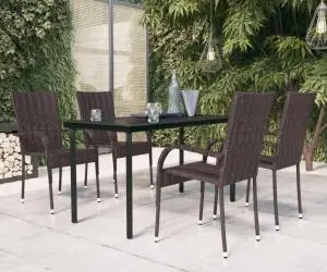vidaXL Set mobilier de grădină, 5 piese, maro și negru