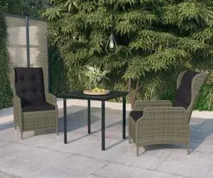 vidaXL Set mobilier pentru grădină, 3 piese, maro