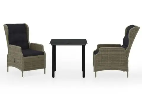 Set mobilier pentru grădină, 3 piese, maro - 2/5