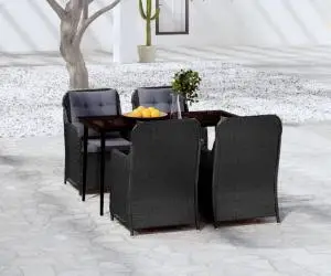 vidaXL Set de servit masa pentru grădină, 5 piese, negru