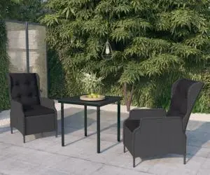 vidaXL Set de mobilier pentru grădină, 3 piese, gri închis