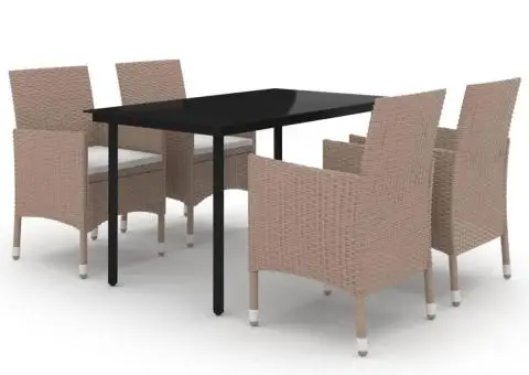 Set mobilier de grădină cu perne, 5 piese, poliratan și sticlă - 2/5