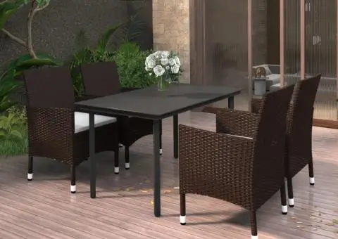 Set mobilier de grădină cu perne 5 piese poliratan & sticlă - 1/5