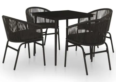 Set de servit masa pentru grădină, 5 piese, negru - 2/5