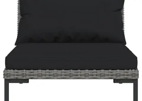 Set mobilier de grădină cu perne, 7 piese,gri închis, poliratan - 4/5