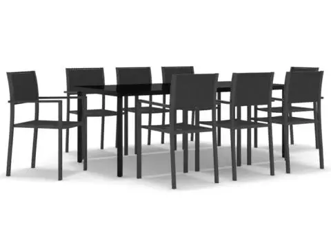 Set mobilier de grădină, 9 piese, negru - 2/5