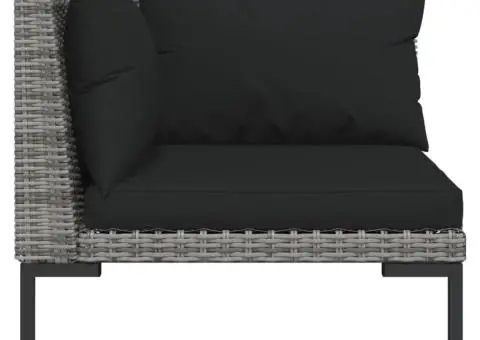 Set mobilier de grădină cu perne, 5 piese, gri închis poliratan - 4/5