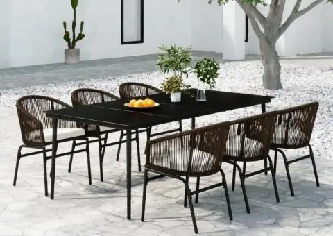 Set de mobilier pentru grădină, 7 piese, maro - 1/5