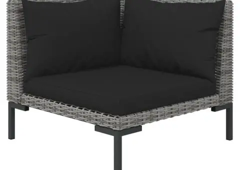 Set mobilier de grădină cu perne 9 piese gri închis poliratan - 5/5