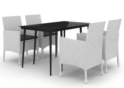 Set mobilier de grădină cu perne 5 piese poliratan & sticlă - 2/5