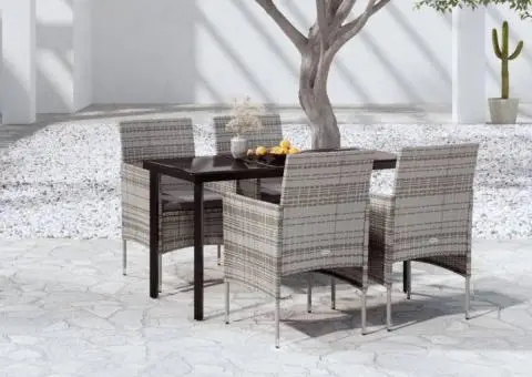 Set de servit masa pentru grădină, 5 piese, gri și negru - 1/5