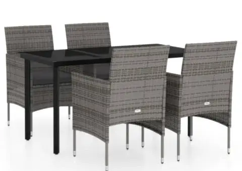 Set de servit masa pentru grădină, 5 piese, gri și negru - 2/5