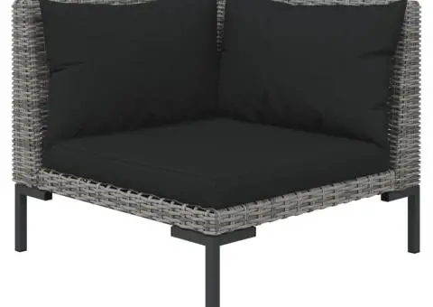 Set mobilier de grădină cu perne 11 piese gri închis poliratan - 5/5