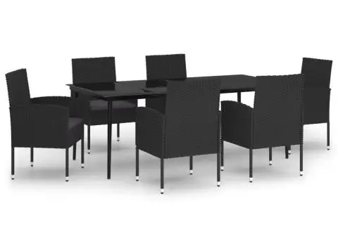 Set de servit masa pentru grădină, 7 piese, negru - 2/5