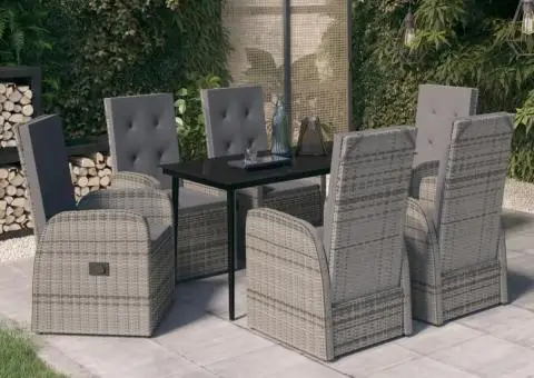 Set de mobilier pentru grădină, cu perne, 7 piese, gri - 1/5