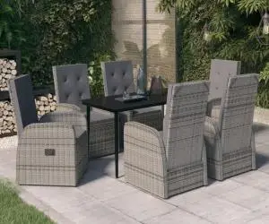 vidaXL Set de mobilier pentru grădină, cu perne, 7 piese, gri