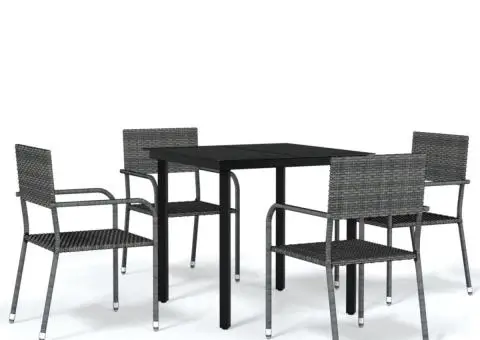 Set mobilier de grădină, 5 piese, gri - 2/5