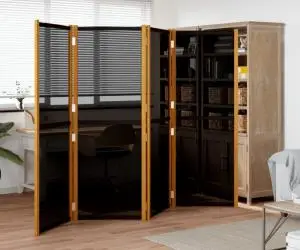 vidaXL Paravan de cameră cu 4 panouri, negru, 280x180 cm