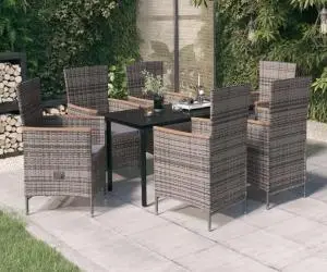 vidaXL Set mobilier pentru grădină, cu perne, 7 piese, gri