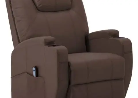 Fotoliu cu ridicare pe verticală, maro, piele ecologică - 3/5