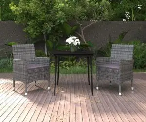 vidaXL Set mobilier de grădină cu perne, 3 piese, poliratan și sticlă