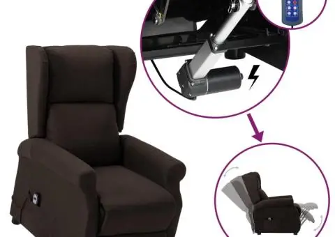 Fotoliu cu ridicare, maro închis, material textil - 1/5