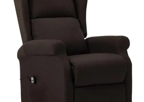 Fotoliu cu ridicare, maro închis, material textil - 3/5