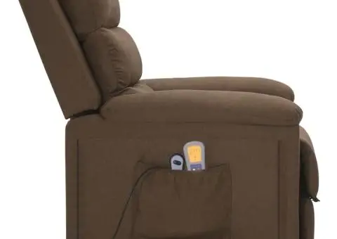 Fotoliu de masaj cu ridicare, maro, material textil - 4/5