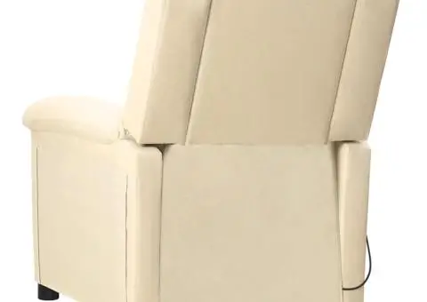 Fotoliu de masaj cu ridicare, crem, material textil - 5/5