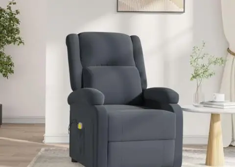 Fotoliu de masaj electric, gri închis, catifea - 1/5