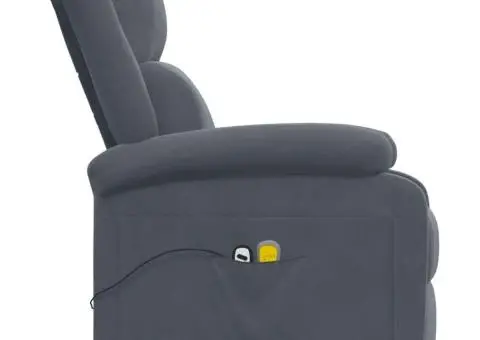 Fotoliu de masaj electric, gri închis, catifea - 5/5