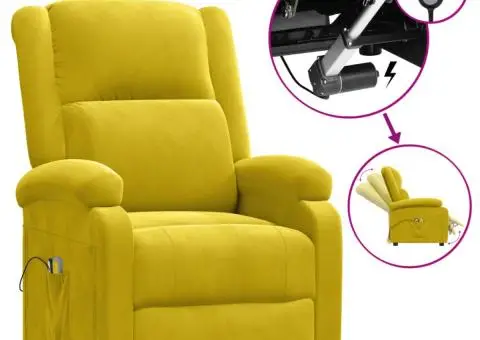Fotoliu de masaj electric, galben, catifea - 2/5
