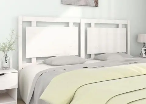 Tăblie de pat, alb, 185,5x4x100 cm, lemn masiv de pin - 1/5