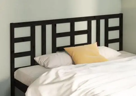 Tăblie de pat, negru, 206x4x100 cm, lemn masiv de pin - 1/5