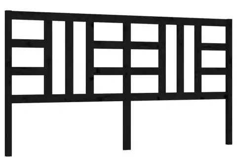 Tăblie de pat, negru, 206x4x100 cm, lemn masiv de pin - 2/5