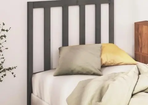 Tăblie de pat, gri, 96x4x100 cm, lemn masiv de pin - 3/5