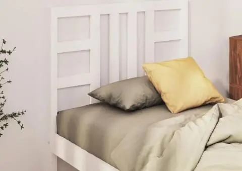 Tăblie de pat, alb, 106x4x100 cm, lemn masiv de pin - 1/5