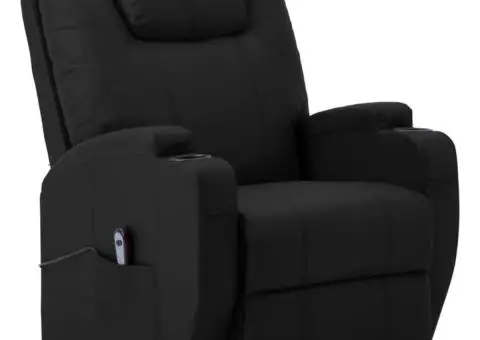 Fotoliu cu ridicare, negru, piele ecologică - 3/5