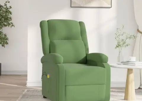 Fotoliu de masaj electric, verde deschis, catifea - 1/5