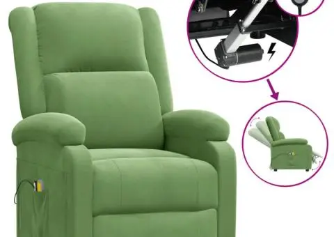 Fotoliu de masaj electric, verde deschis, catifea - 2/5